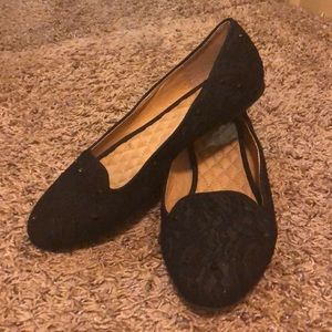 Black Maurices Lace Flats